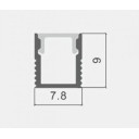 Profilis LED juostai, paviršinis, sidabrinis, baltas dangtelis, 7.8x9mm