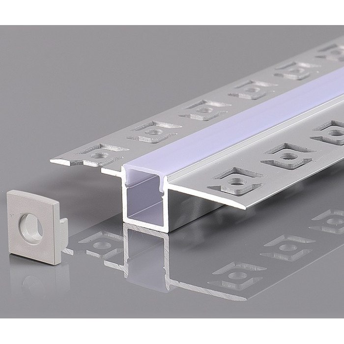 Profilis LED juostai, priglaistomas, pilkas, baltas dangtelis, 56x15mm
