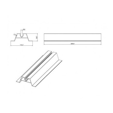 Aliumininis bėgelis, pilkas, mini, 0.3m, 40x115mm