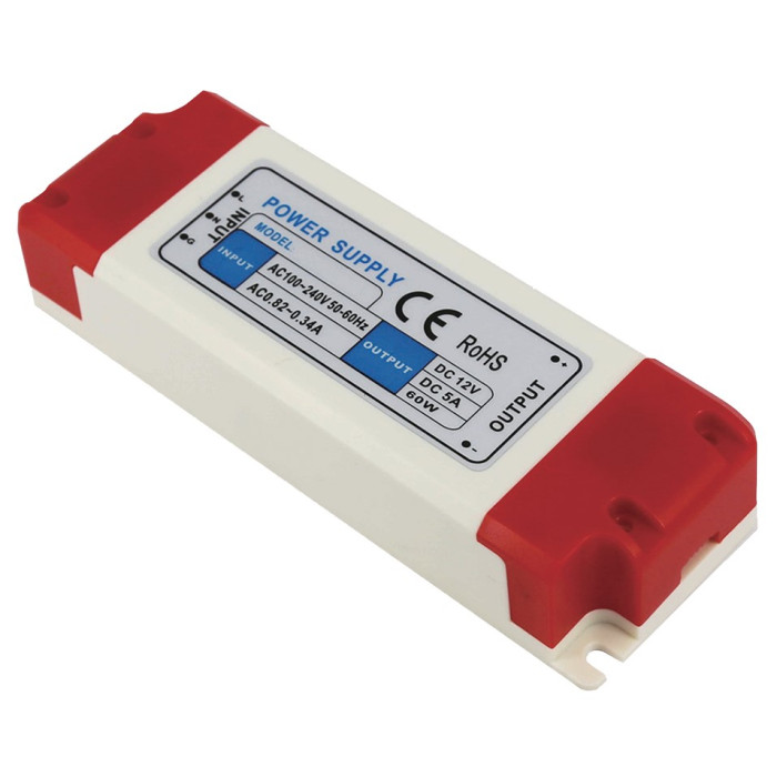 LED maitinimo šaltinis, 12V, 60W, 3 metai garantija, plastiko korpusas