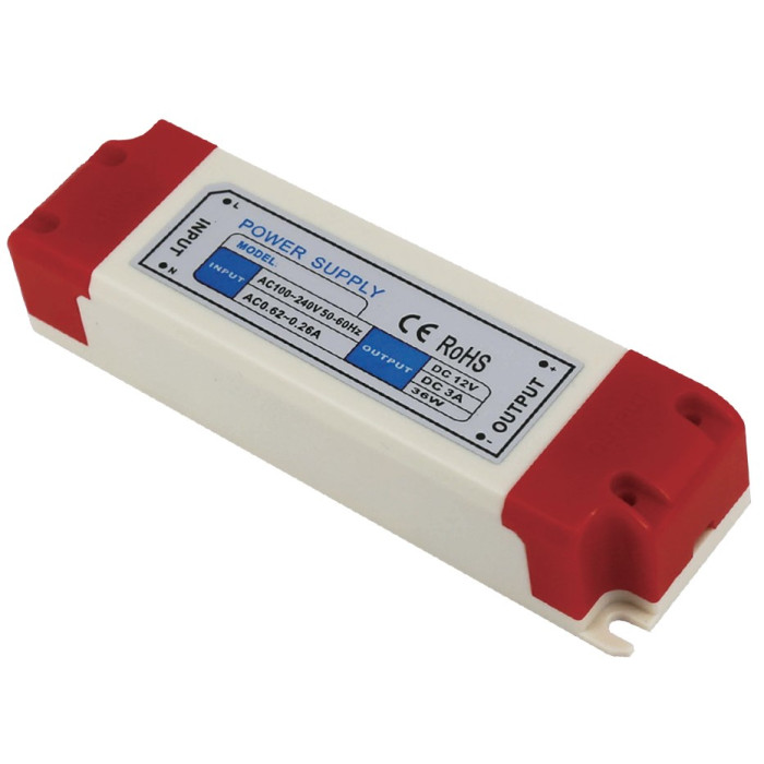 LED maitinimo šaltinis, 24V, 36W, 3 metai garantija, plastiko korpusas