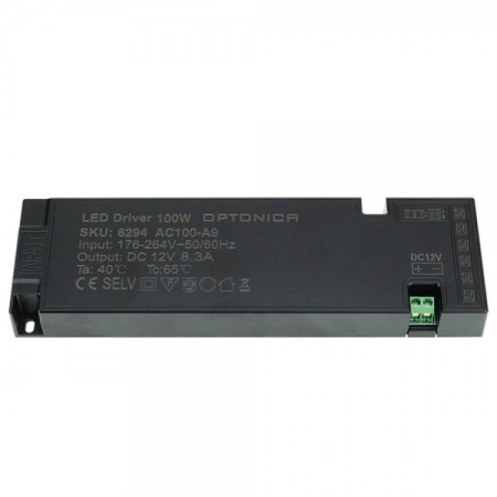 LED juostos maitinimo šaltinis, 12V, 100W, labai plonas