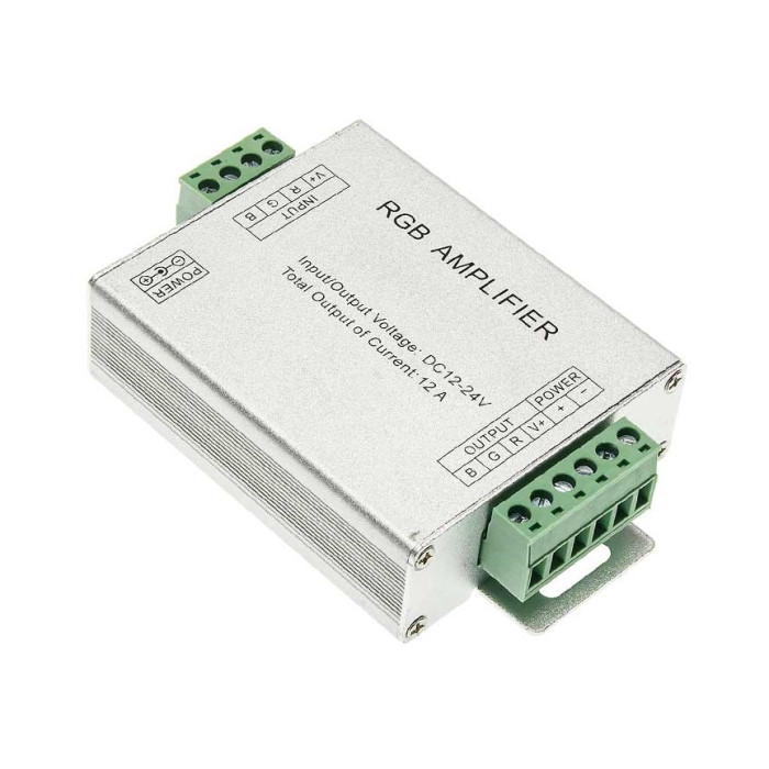 LED RGB juostos maitinimo stiprintuvas, 12-24V, 12A