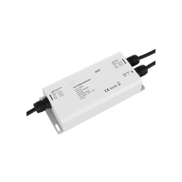 LED pastovios įtampos maitinimo kartotuvas, 12-36V, 5A/kan., 4 kanalai, vandeniui atsparus