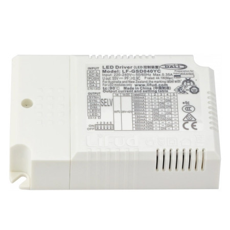 LED DALI maitinimo šaltinis, 20-40V, 44W, reguliuojamas