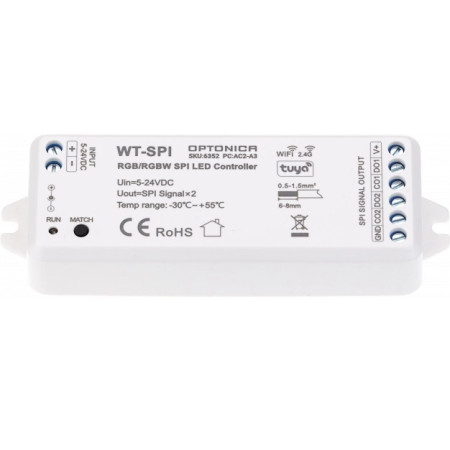 LED SPI valdiklis, 5-24V, nuotolinis valdymas, Tuya, 5 metai garantija