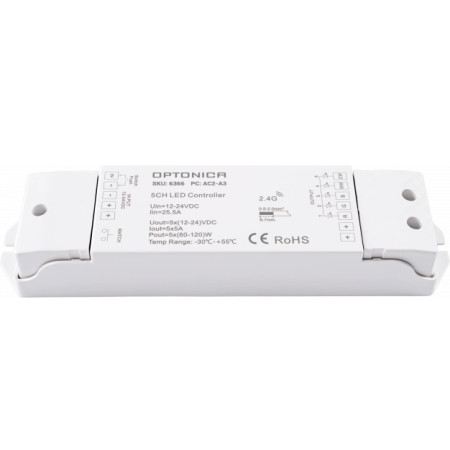 LED pastovios įtampos maitinimo valdiklis, 12-24V, 5A/kan., 5 kanalai, nuotolinis valdymas