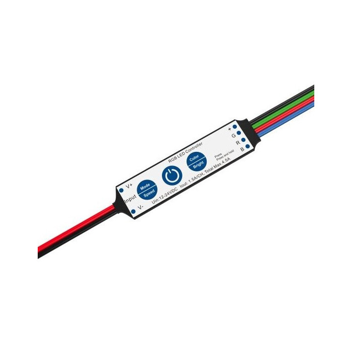 LED RGB pastovios įtampos mini maitinimo valdiklis, 12-24V, 1.5A/kan., 3 kanalai, 3 metai garantija