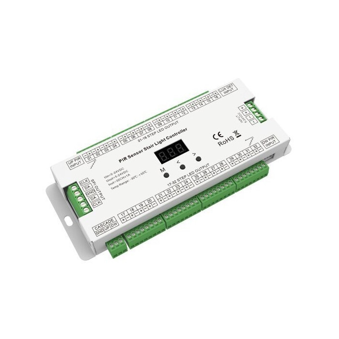 Laiptų LED PIR jutiklių valdiklis, 5-24V, 1A/kan., 32 kanalai, 3 metai garantija