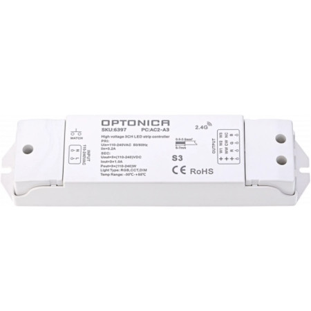 LED RGB CCT juostos maitinimo valdiklis, DC110-240V, 1A/kan., 3 kanalai, 3 metai garantija