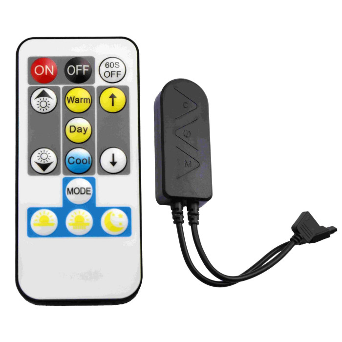 LED RGB CCT maitinimo valdiklis, 12-24V, 5 kanalai, su IR pulteliu, 14 mygtukų, Tuya