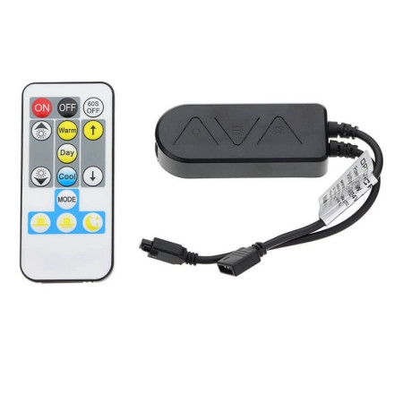 LED RGB CCT maitinimo valdiklis, 12-24V, 5 kanalai, su IR pulteliu, 14 mygtukų, Tuya