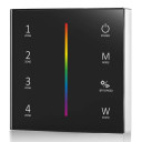 LED RGB/RGBW spalvos reguliavimo panelė, 4 zonos, sieninė, juoda