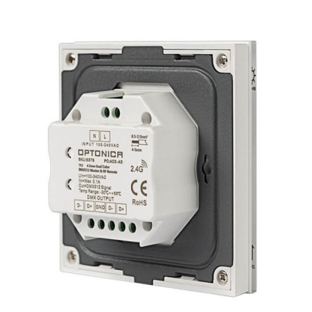 LED DMX šviesos ryškumo reguliavimo panelė, 4 zonos, sieninė, balta