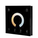 LED DMX šviesos ryškumo reguliavimo panelė, 4 zonos, sieninė, juoda