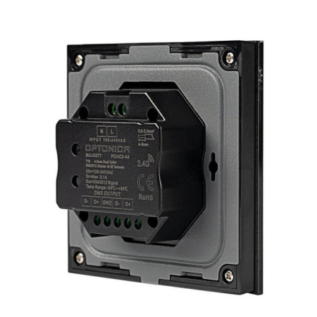 LED DMX šviesos ryškumo reguliavimo panelė, 4 zonos, sieninė, juoda