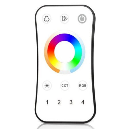 LED RGB CCT spalvos reguliavimo pultelis, 4 zonos, universalus, baltas