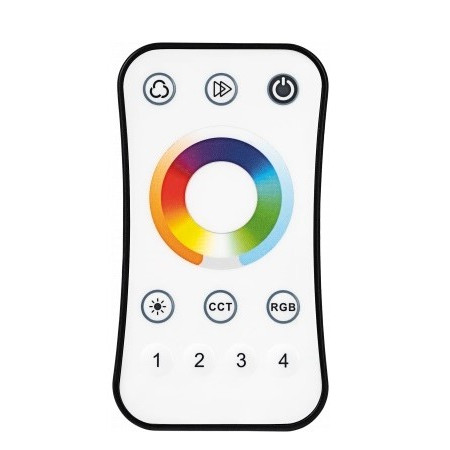 LED RGB CCT spalvos reguliavimo pultelis, 4 zonos, universalus, baltas