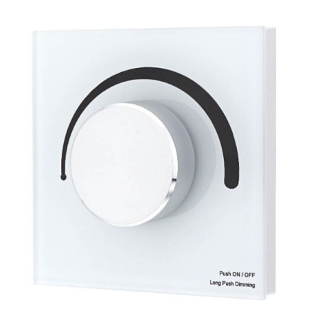 LED šviesos ryškumo reguliavimo panelė/valdiklis, sieninė, sukama, balta, 5 metai garantija