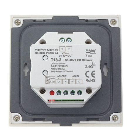 LED šviesos ryškumo reguliavimo panelė/valdiklis, sieninė, sukama, balta, 5 metai garantija