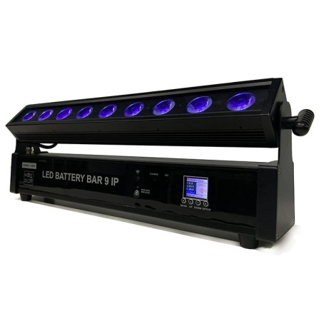 LED linijinis prožektorius, 9x10W, RGBA UV, su baterija, nuotolinis valdymas, vandeniui atsparus, 6in1