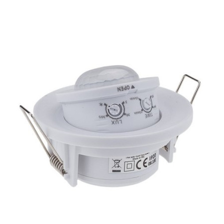 PIR daviklis, 8m, 360°, įleidžiamas, baltas