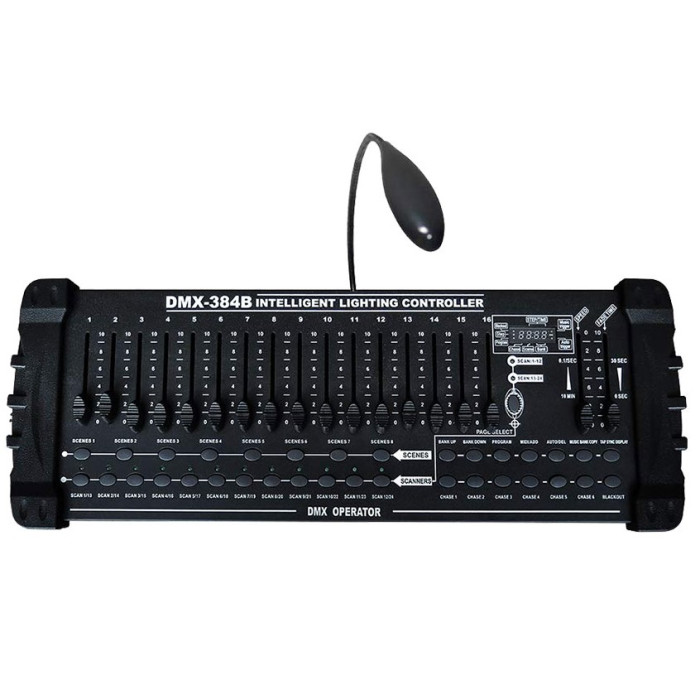 LED judančių prožektorių valdymas DMX384