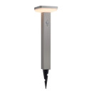 LED saulės vejos lempa, 4.4W, šlifuotas aliuminis, PIR jutiklis, įsmeigiama, šilta balta šviesa