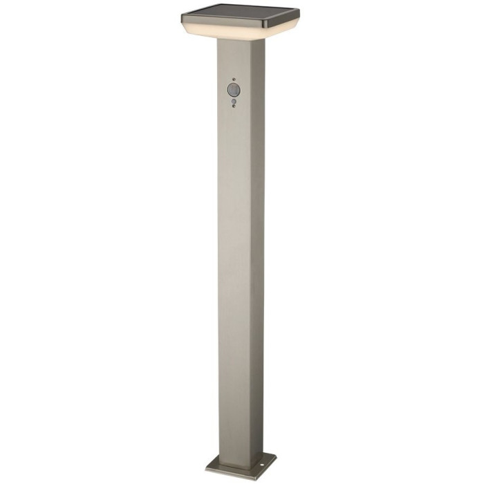 LED saulės vejos lempa, 4.4W, šlifuotas aliuminis, PIR jutiklis, šilta balta šviesa