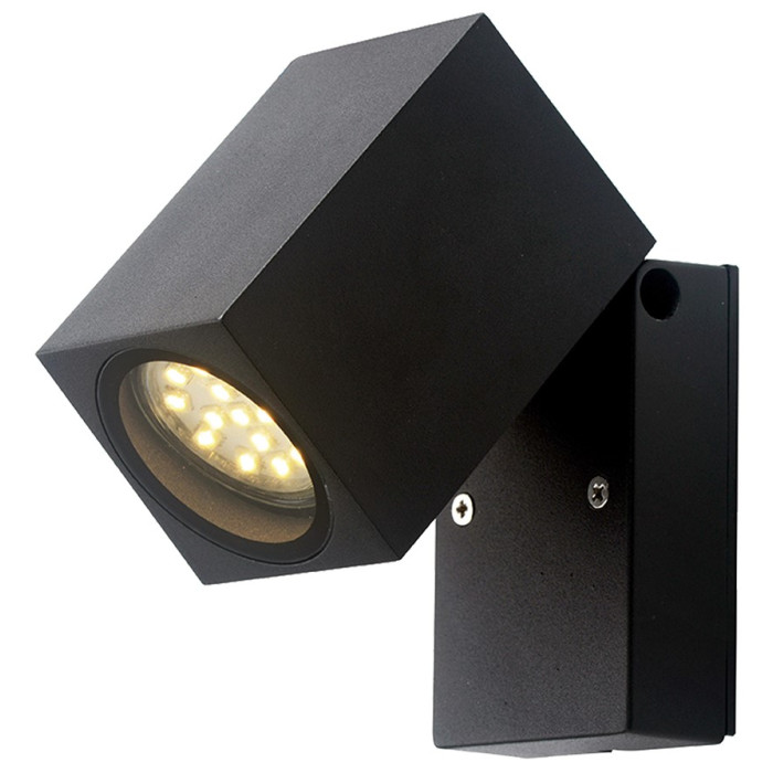 LED sieninis šviestuvas, juodas, stačiakampis, 1 lizdas, Max 35W