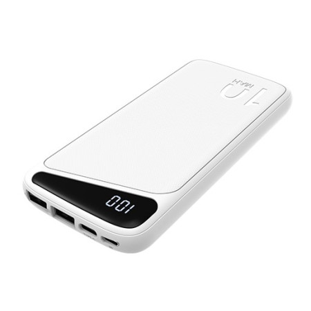 Power bank, 10Ah, 3.7V, Micro/Type-C jungtys, Max išėjimo galia 22.5W, baltas