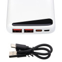Power bank, 10Ah, 3.7V, Micro/Type-C jungtys, Max išėjimo galia 22.5W, baltas