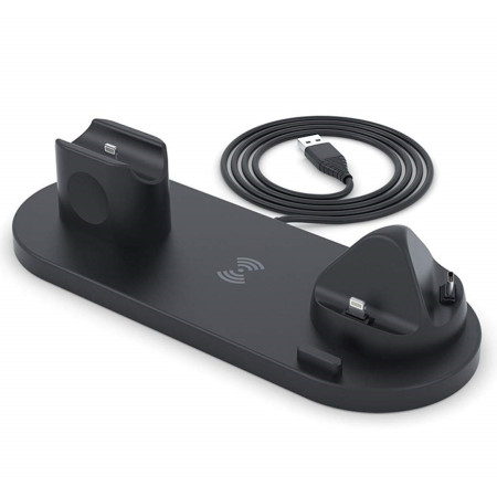 Daugiafunkcis įkrovimo stovelis, 6in1, juodas