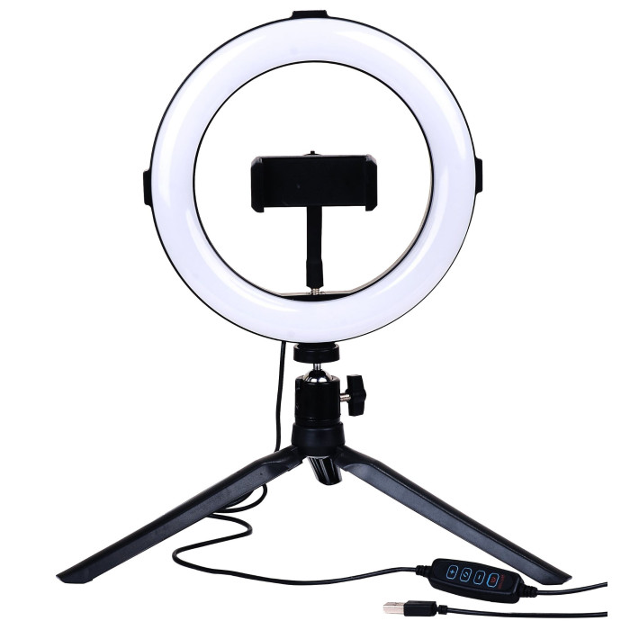 Apskritas šviestuvas selfiams, 10W, 5V, CCT spalvos