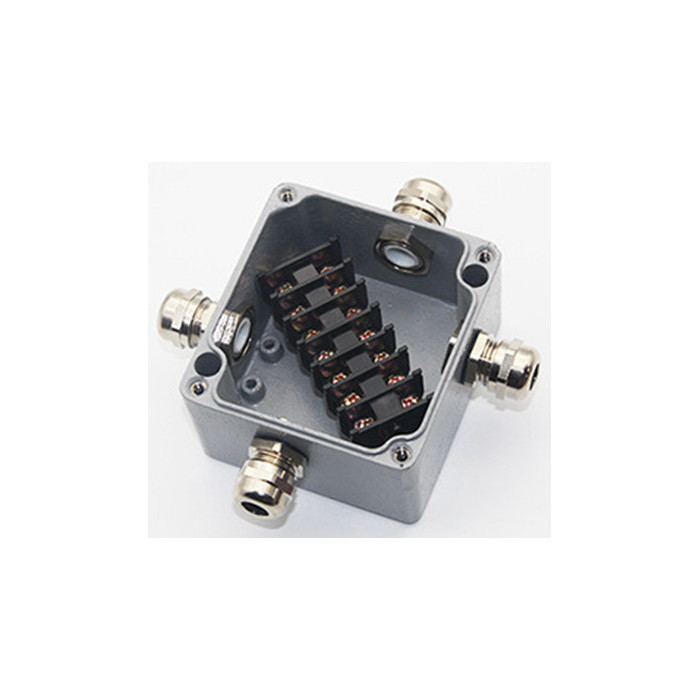 Vandeniui atspari jungčių dėžutė, aliumininė, IP58, 4 terminalai, jungtys įstrižai