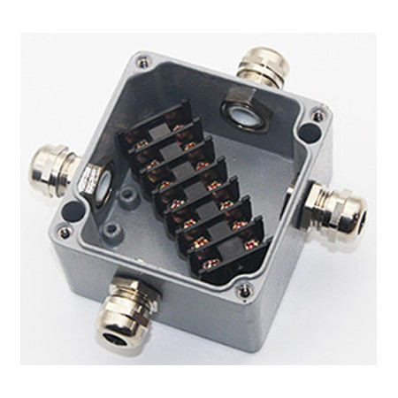 Vandeniui atspari jungčių dėžutė, aliumininė, IP58, 4 terminalai, jungtys įstrižai