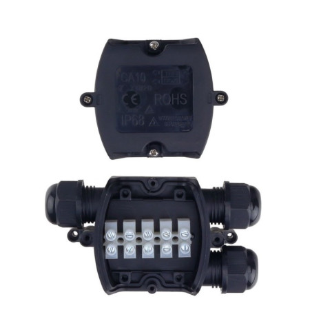 Vandeniui atspari jungčių dėžutė, plastikinė, IP58, 3 terminalai