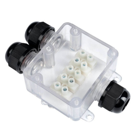 Jungčių dėžutė, polikarbonato, IP58, 3 terminalai