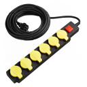 Ilgintuvas, 10m, 6 lizdai, IP44, su jungtuku