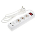 Ilgintuvas, 1.5m, 3 lizdai, su jungtuku, 2xUSB