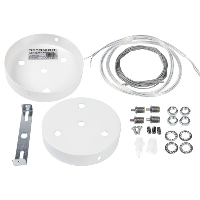 LED lubų šviestuvų tvirtinimo detalės, baltos