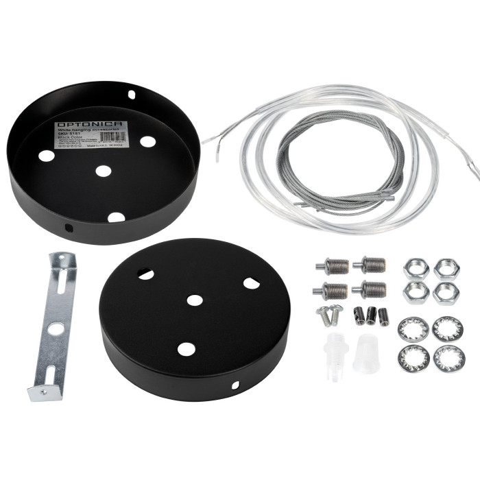 LED lubų šviestuvų tvirtinimo detalės, juodos