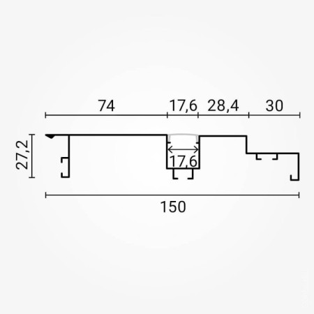 Profilis LED juostai, paviršinis, prie lubų, baltas, juodas dangtelis