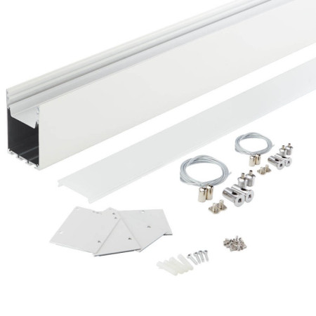 Profilis LED juostai, paviršinis, prie grindų, baltas, baltas dangtelis