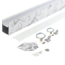 Profilis LED juostai, paviršinis, prie grindų, marmurinis, baltas dangtelis