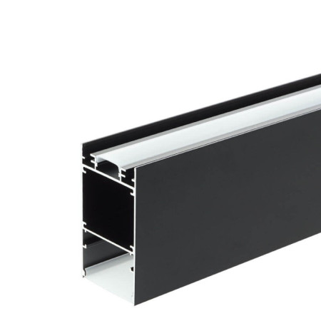 Profilis LED juostai, paviršinis, prie grindų, juodas, baltas dangtelis