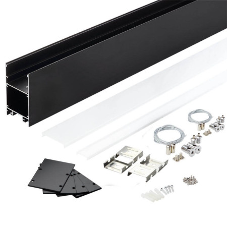 Profilis LED juostai, paviršinis, prie grindų, juodas, baltas dangtelis