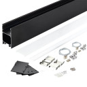 Profilis LED juostai, paviršinis, prie grindų, juodas, baltas dangtelis