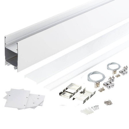 Profilis LED juostai, paviršinis, prie grindų, baltas, baltas dangtelis