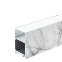 Profilis LED juostai, paviršinis, prie grindų, marmurinis, baltas dangtelis